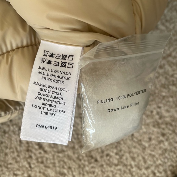 Rachel Zoe Beige Puffer Jacket with Knitted Sleeves - Picture 8 of 8